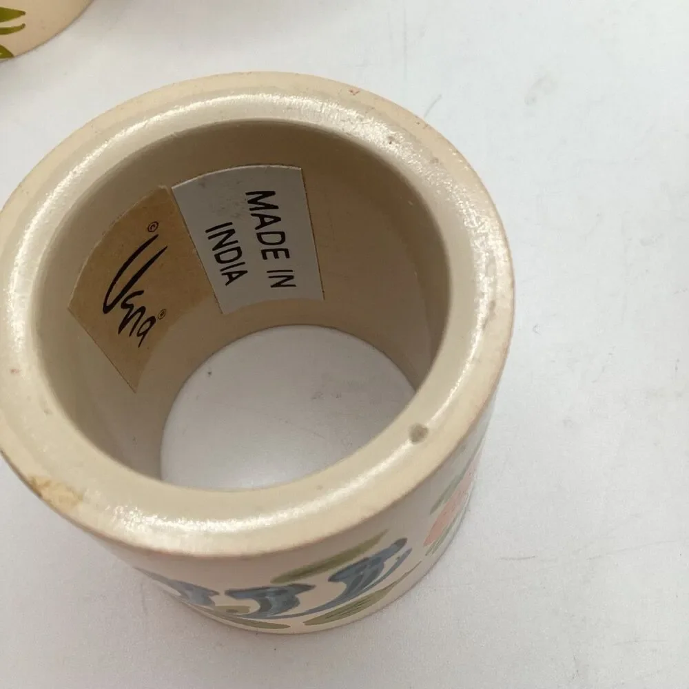 Vintage Vgna India Napkin Rings Set of 4 Spring, Easter